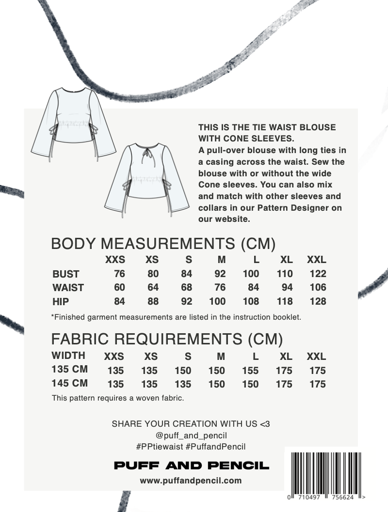 PUFF & PENCIL TIE WAIST BLOUSE + CONE SLEEVES