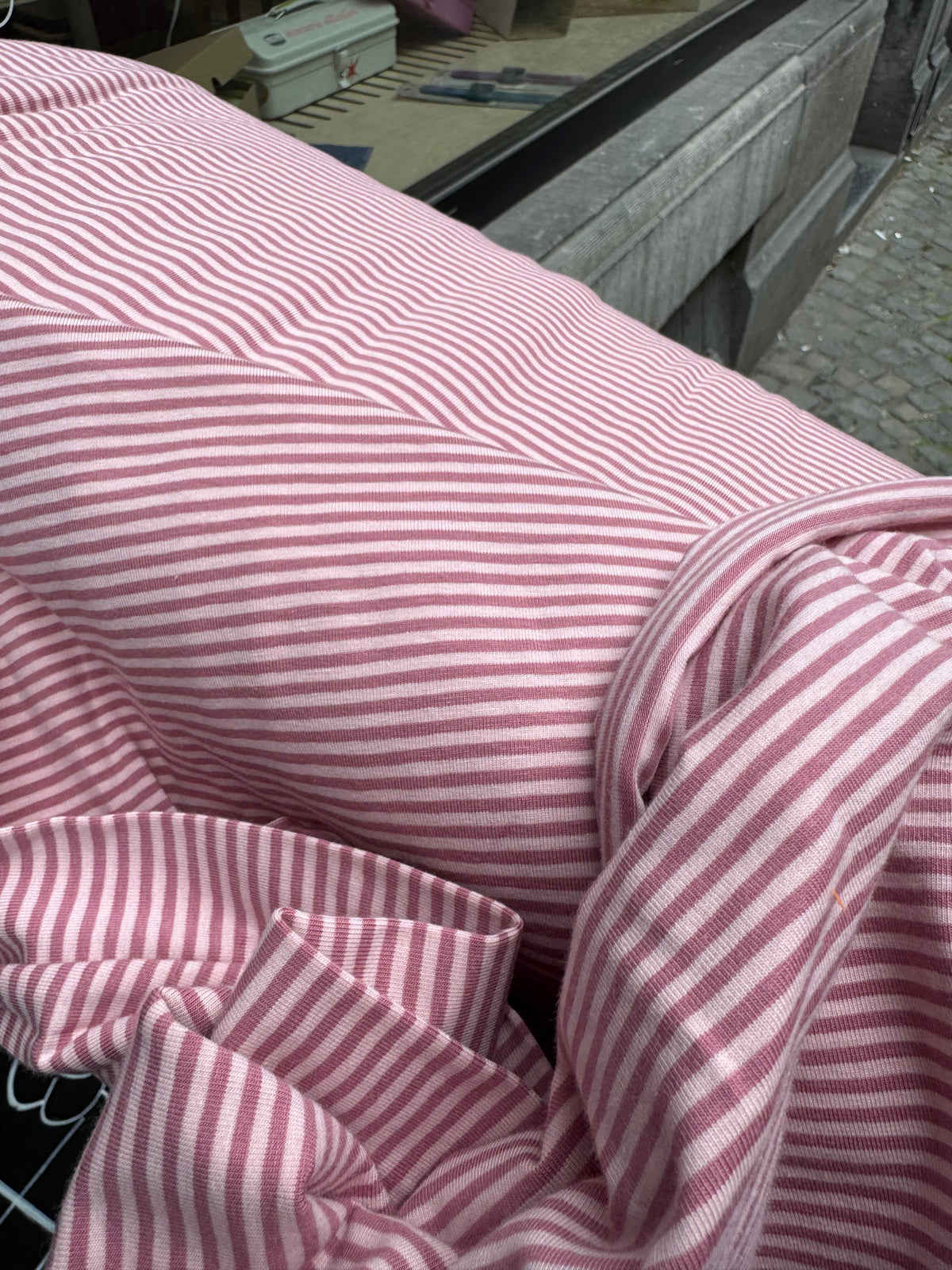 Jersey ligné rosé