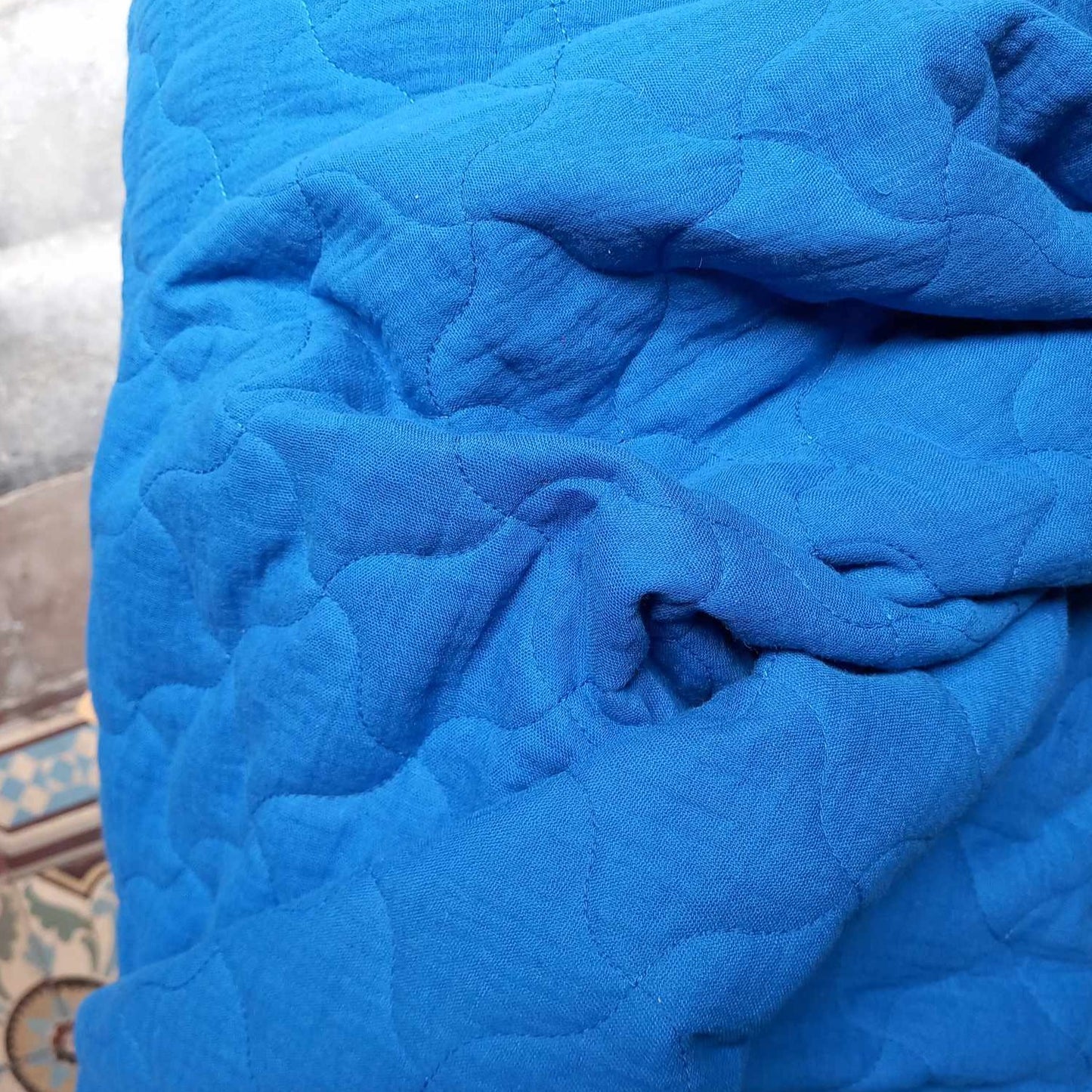 DOUBLE GAZE MATELASSEE BLEUE