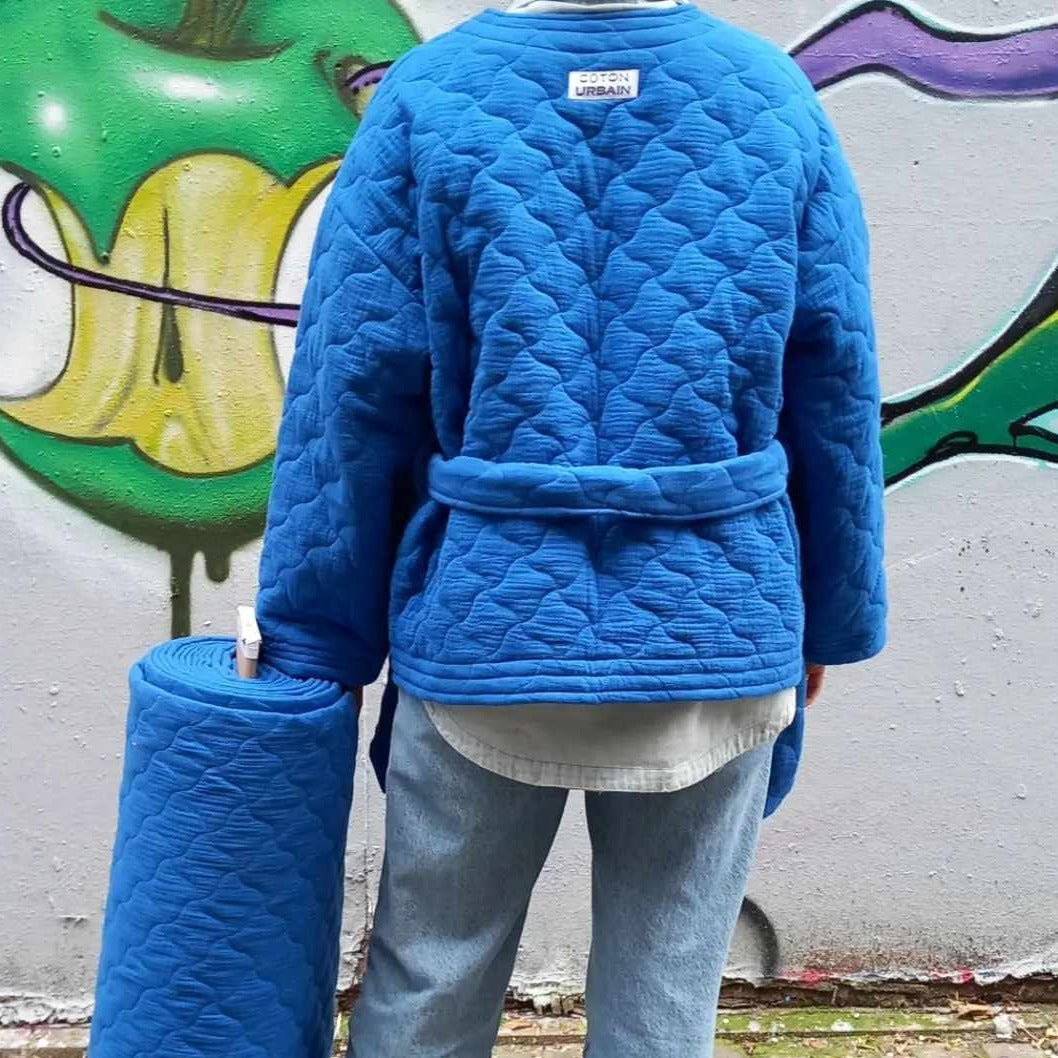 DOUBLE GAZE MATELASSEE BLEUE