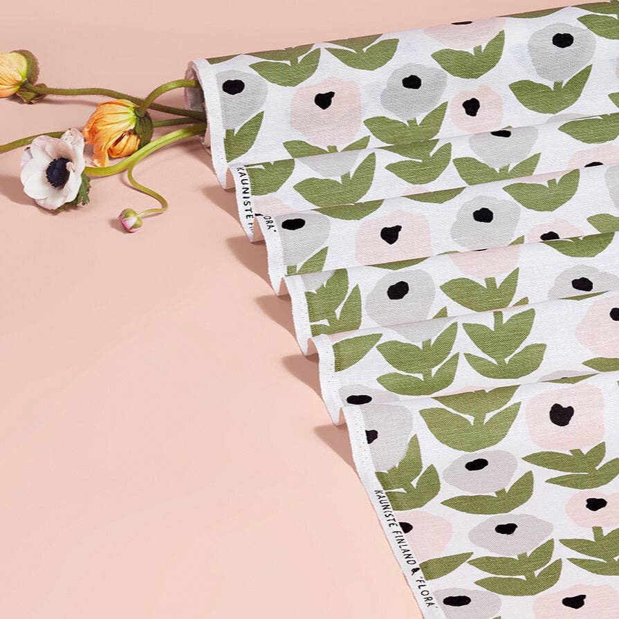 Tissu en lin gris Flora