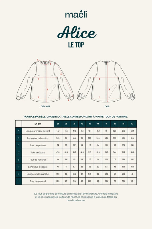PATRON BLOUSE ALICE MAELI COUTURE