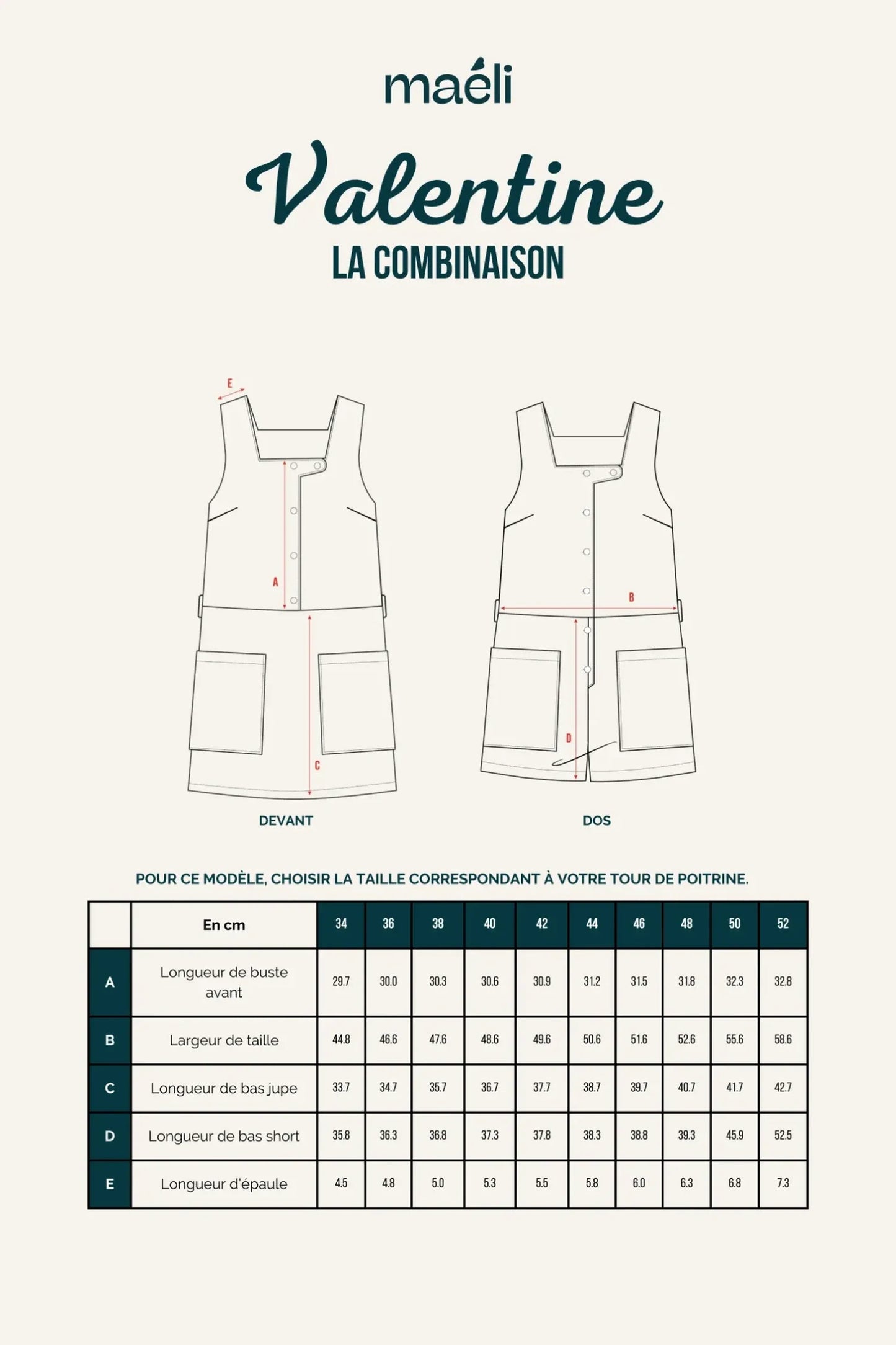 PATRON COMBINAISON VALENTINE MAELI COUTURE