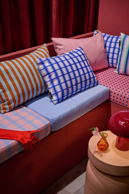 COUPON tissu extérieure Dégradé Grille Bleu