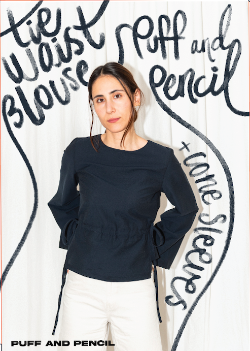 PUFF & PENCIL TIE WAIST BLOUSE + CONE SLEEVES