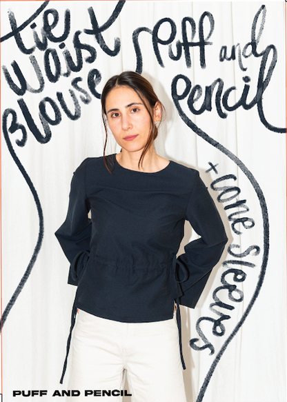 PUFF & PENCIL TIE WAIST BLOUSE + CONE SLEEVES