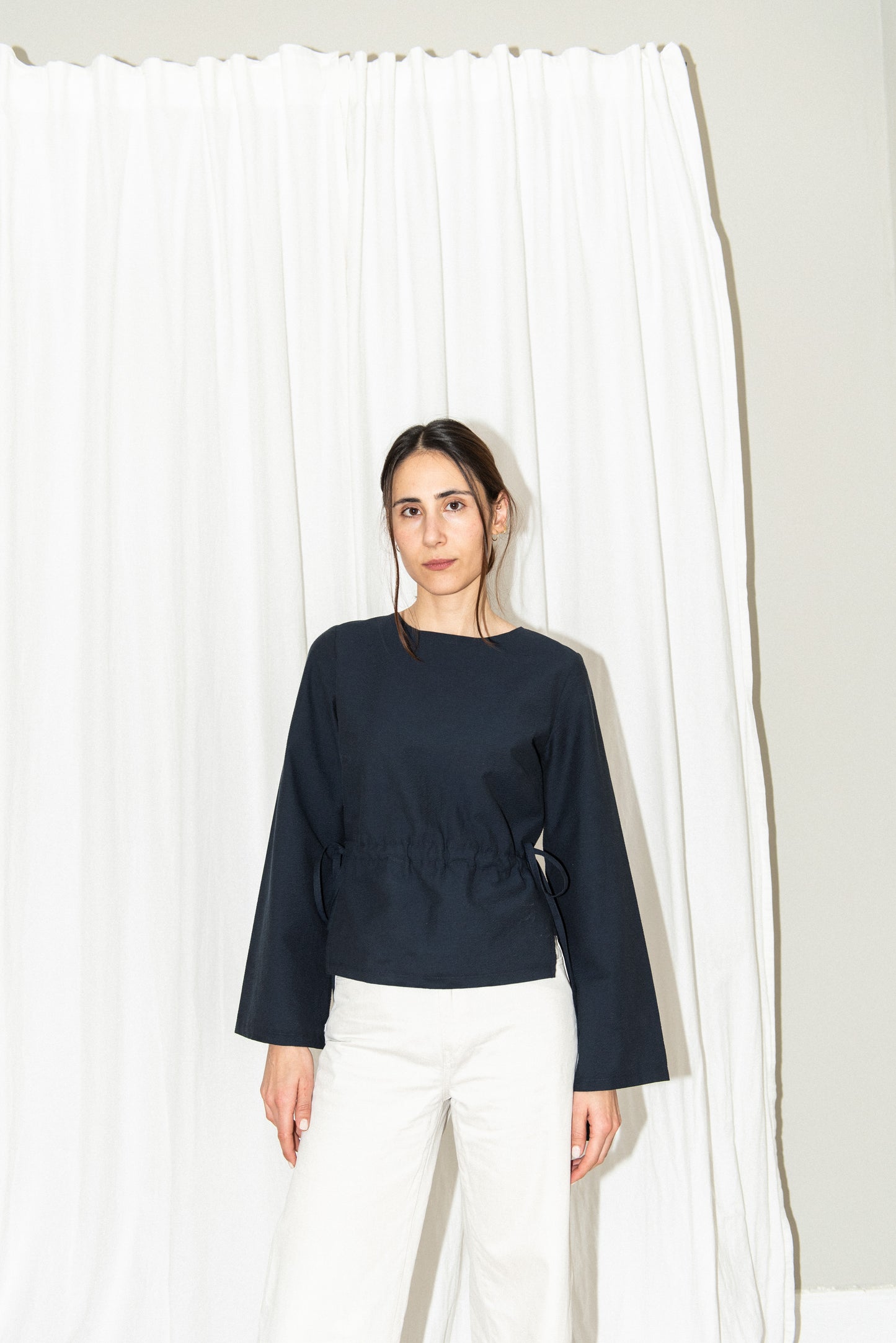 PUFF & PENCIL TIE WAIST BLOUSE + CONE SLEEVES