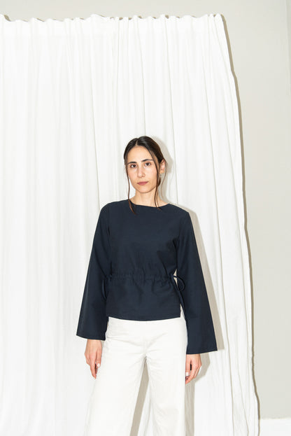 PUFF & PENCIL TIE WAIST BLOUSE + CONE SLEEVES