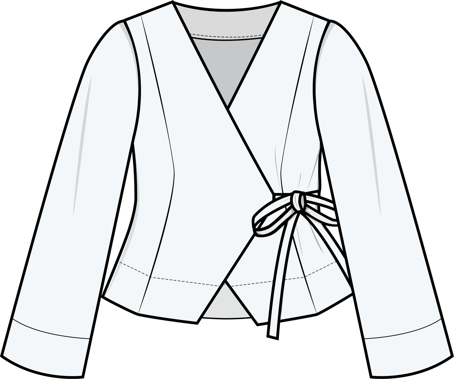 PUFF & PENCIL WRAP BLOUSE STRAIGHT SLEEVES