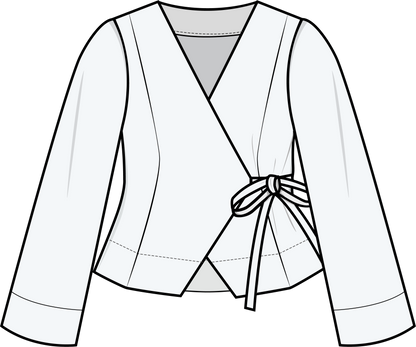 PUFF & PENCIL WRAP BLOUSE STRAIGHT SLEEVES