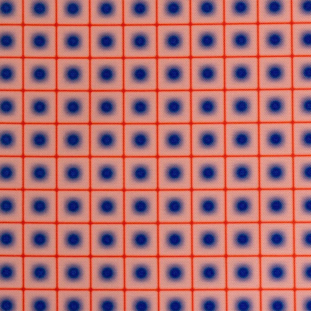 coupon Toile Extérieure Lunaire Grille Bleu Rouge x mètres