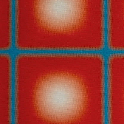 Coupon tissu Extérieur Lunaire Grille Rouge Bleu x mètres