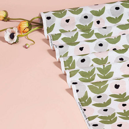 Tissu en lin gris Flora