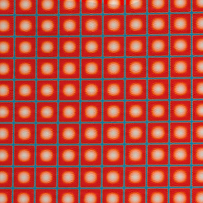 Coupon tissu Extérieur Lunaire Grille Rouge Bleu x mètres