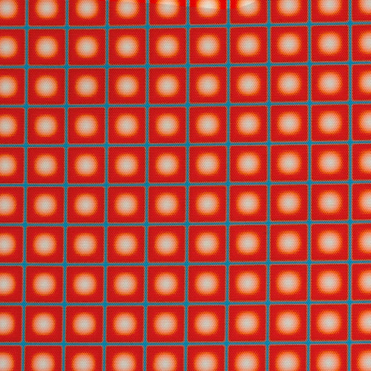 Coupon tissu Extérieur Lunaire Grille Rouge Bleu x mètres