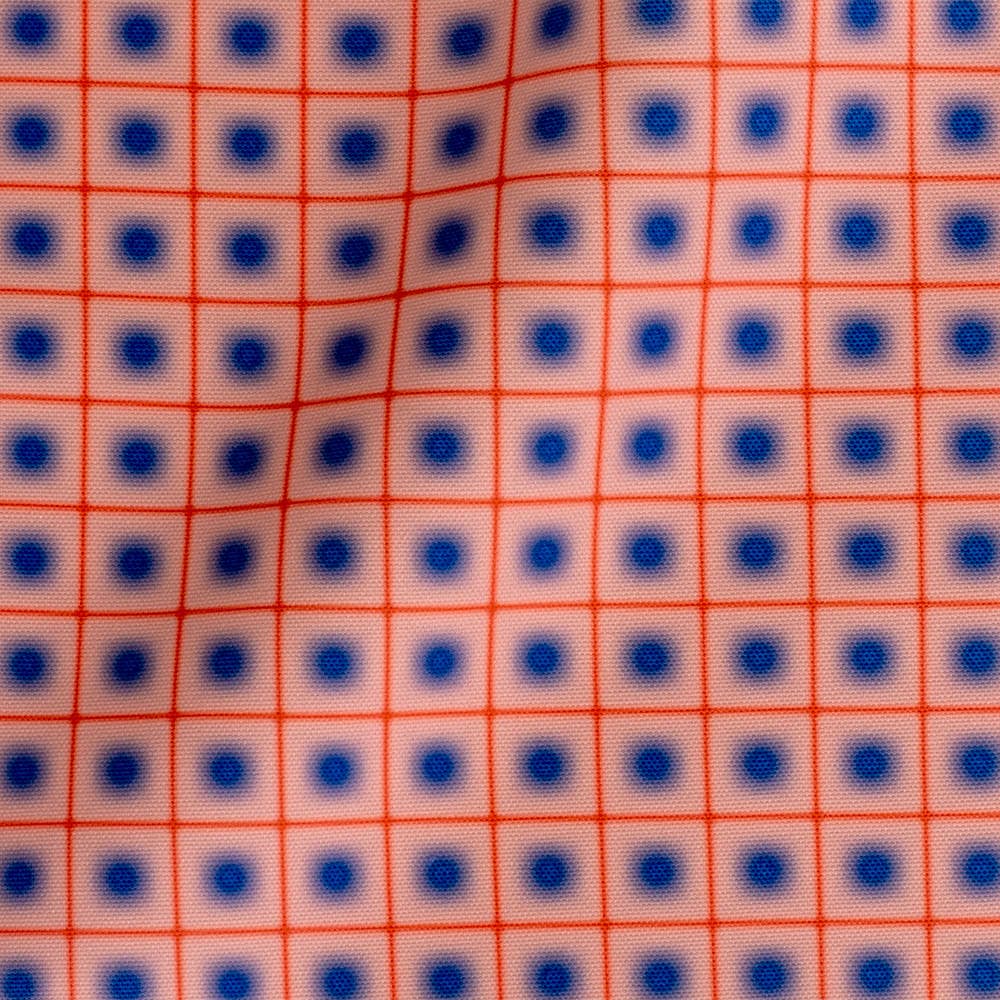 coupon Toile Extérieure Lunaire Grille Bleu Rouge x mètres