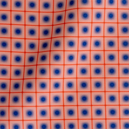 coupon Toile Extérieure Lunaire Grille Bleu Rouge x mètres