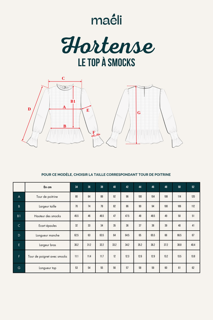 Patron top à smocks Hortense