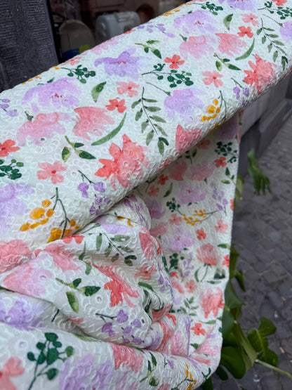 Broderie imprimée aquarelle vert d’eau