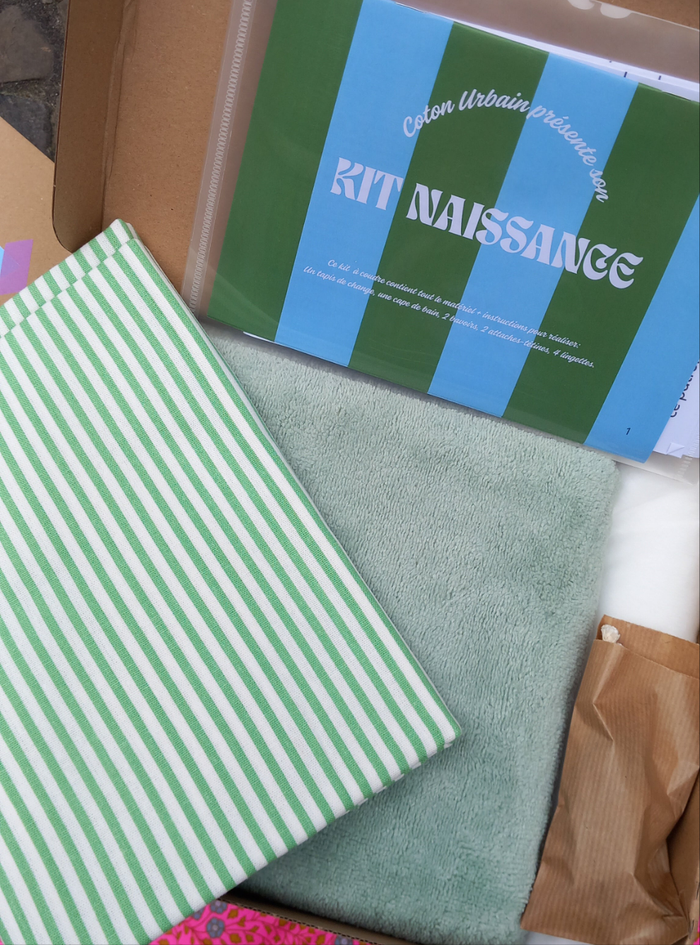 KIT NAISSANCE À COUDRE LIGNÉ VERT