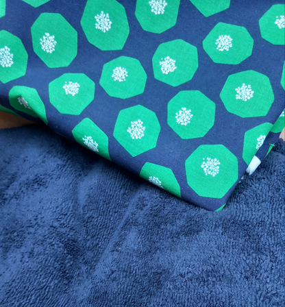 KIT NAISSANCE À COUDRE BLEU MARINE ET POIS VERT