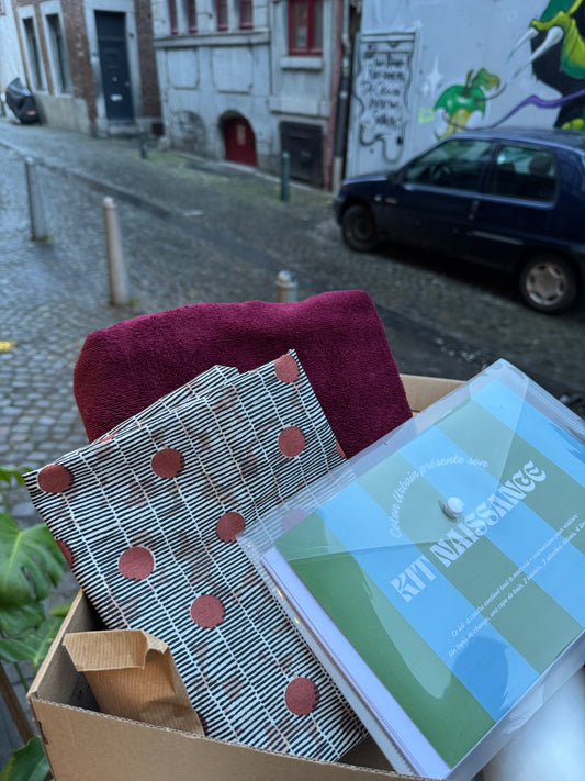 KIT NAISSANCE À COUDRE POIS BORDEAUX