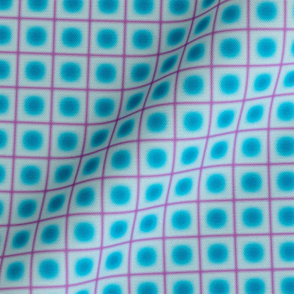 Coupon tissu Outdoor Lunar Grid Bleu Lilas x mètres