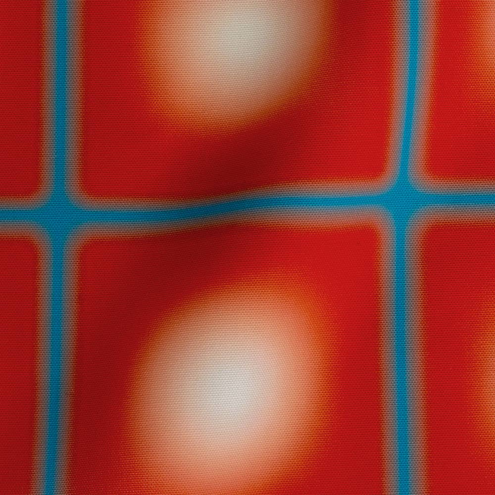 Coupon tissu Extérieur Lunaire Grille Rouge Bleu x mètres